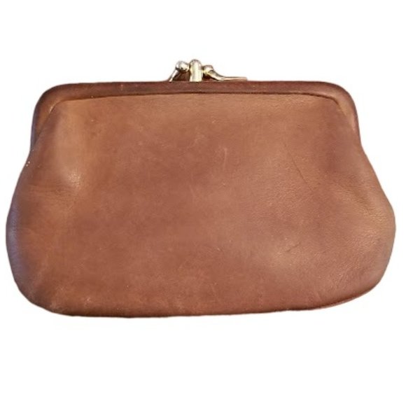 Coach Handbags - EUC | Vintage Coach Coin Change Purse Clutch | Double Kisslock | British Tan